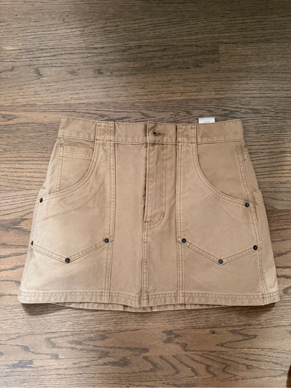 Veronica Beard Tan Utility Pocket Mini Skirt